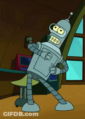 Bender From Futurama Dancing In Room With Chair GIF