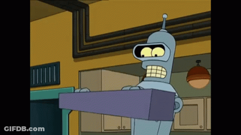 Bender From Futurama Holding Purple Box GIF