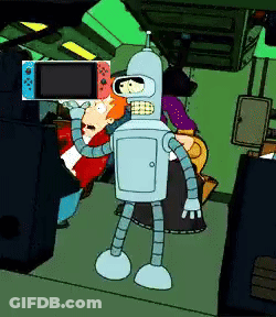 Bender From Futurama Is Holding A Nintendo Switch In His Hands . GIF