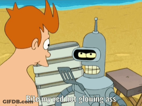 Bender From Futurama Is Talking To Fry On The Beach GIF