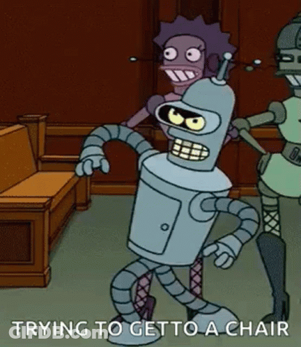 Bender From Futurama Is Trying To Get To A Chair GIF