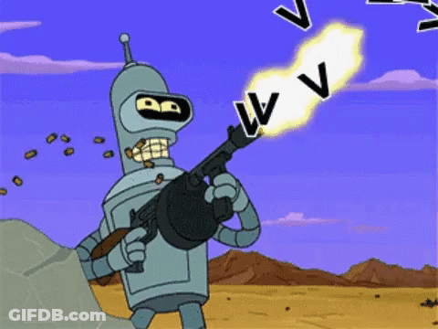 Bender From Futurama Shooting Gun GIF