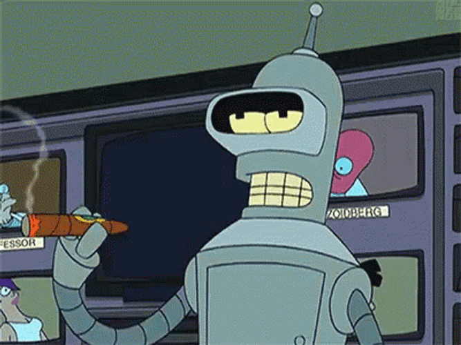 Bender Futurama Smoking Cigar GIF