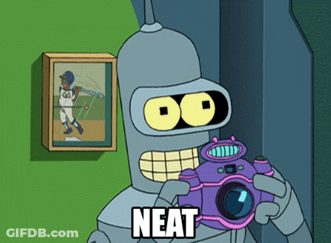 Bender Using New Camera For Neat Photos GIF