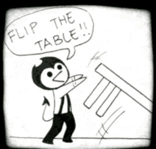 Bendy Ink Machine Cartoon Flip The Table GIF