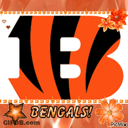 Bengals Logo With Flowers And Hearts GIF