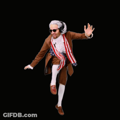 Benjamin Franklin Dancing With Bacon And Egg GIF