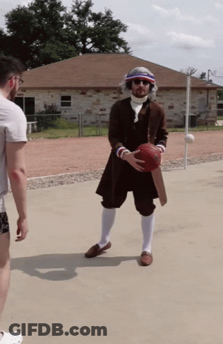 Benjamin Franklin Holding Basketball GIF