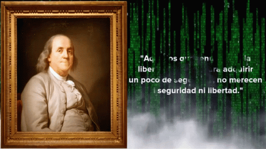 Benjamin Franklin Portrait In Frame GIF
