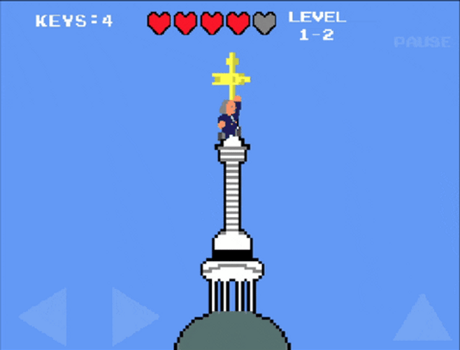 Benjamin Franklin Reaching Tower Videogame GIF