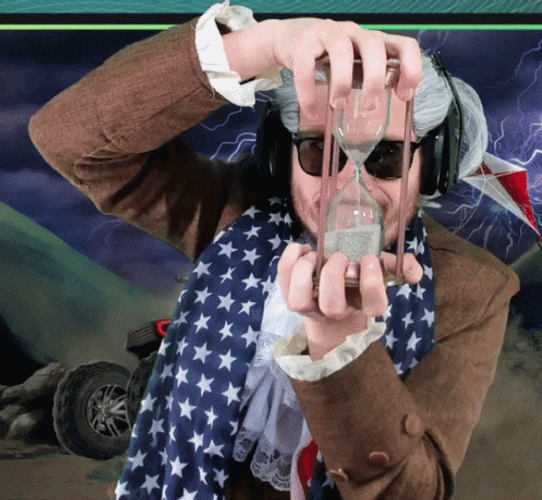 Benjamin Franklin Reversing Hourglass GIF