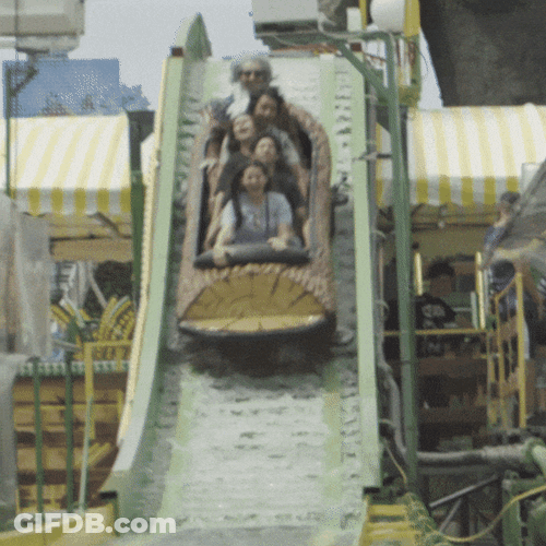 Benjamin Riding Waterslide Splash Mountain GIF