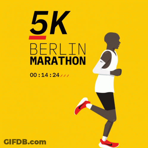 Berlin Marathon Poster Man Running On Yellow Background GIF