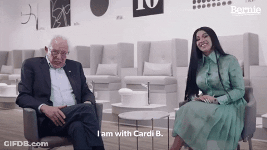 Bernie Sanders . And Cardi B GIF