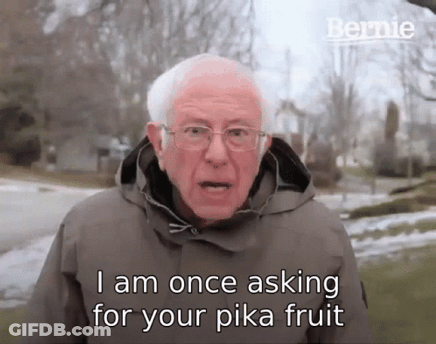 Bernie Sanders Asking For Pika Fruit GIF