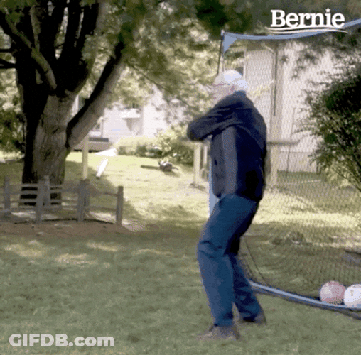 Bernie Sanders . Playing Baseball GIF