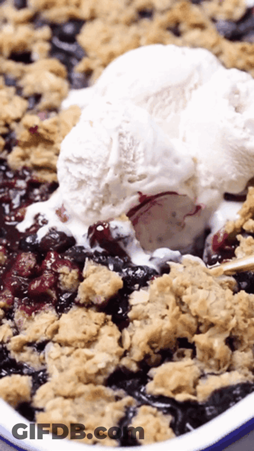 Berries And Cream In Blueberry Crisp GIF