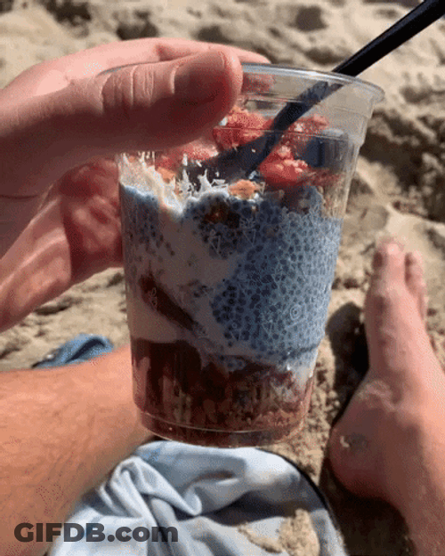 Berries And Cream In Plastic Cup GIF