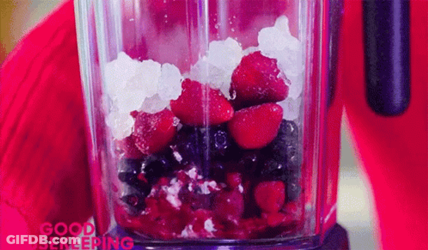 Berries And Cream With Crashed Ice In Blender GIF