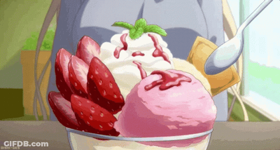 Berries And Cream With Ice Cream Anime GIF