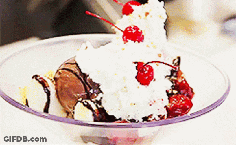 Berries And Cream With Ice Cream On Plate GIF
