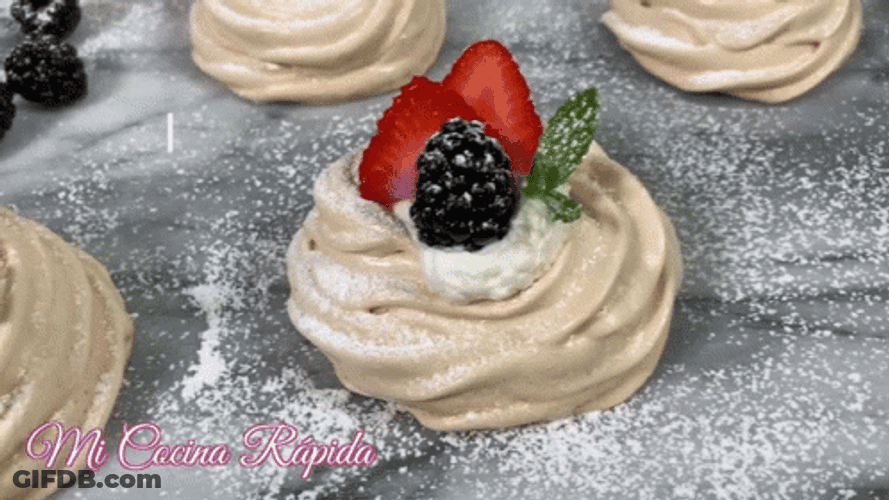 Berries And Cream With Powdered Sugar GIF
