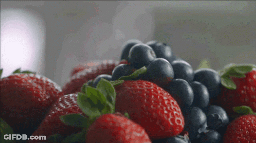 Berry Blueberry Drop On Strawberry GIF