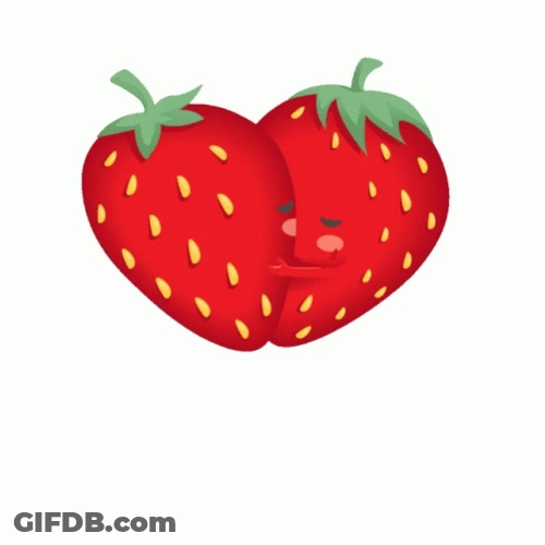 Berry Strawberry Hugging Kissing GIF