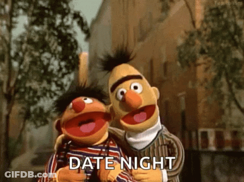 Bert And Ernie Hugging Date Night GIF