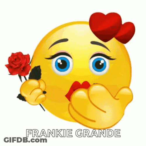 Besitos Red Lips Emoji Holding Flower GIF