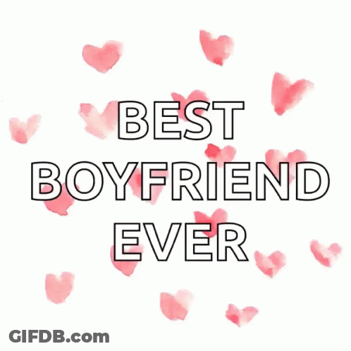 Best Boyfriend Ever Poster With Watercolor Hearts GIF