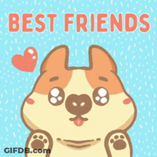 Best Friends Cute Dog Cartoon Sticker GIF