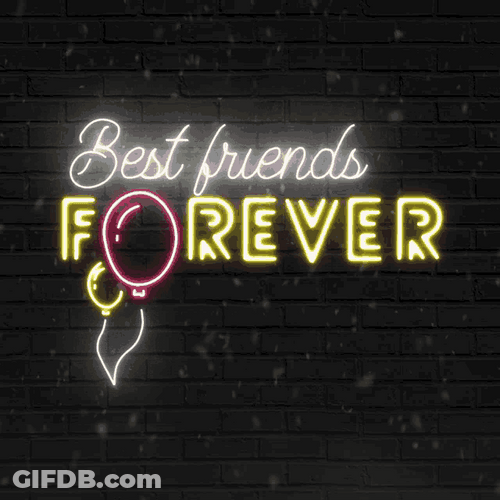 Best Friends Forever Neon Balloon Text Animation GIF