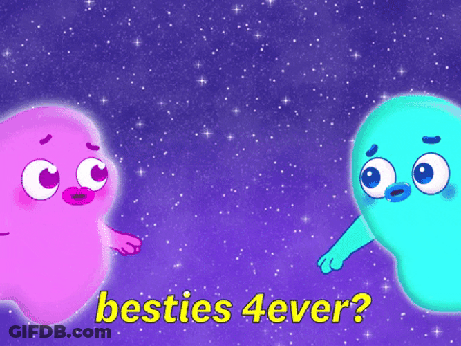 Best Friends Forever Pink Blue Cartoon Blob GIF