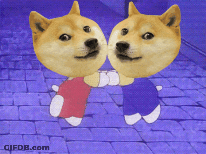 Best Friends Jumping Doge Meme GIF