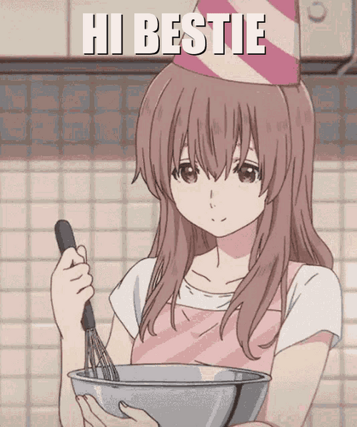 Bestie Cooking Cake Anime Happy Birthday GIF