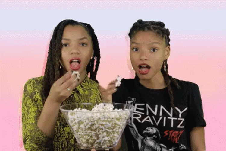 Besties Eating Popcorn GIF