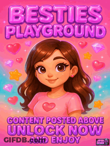 Besties Playground Girl In Pink Shirt With Hearts And Stars GIF
