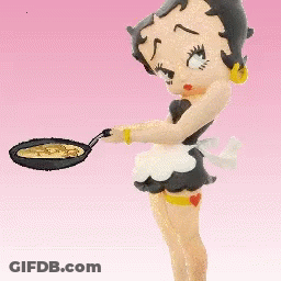 Betty Boop Holding Frying Pan And Pancake GIF