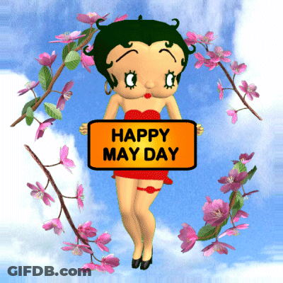 Betty Boop Holding Happy May Day Sign GIF