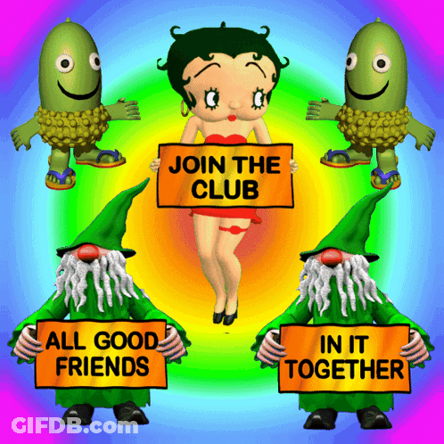 Betty Boop Holding Join The Club Sign GIF