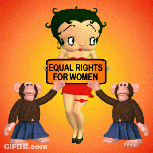 Betty Boop Holding Sign Equal Rights For Women GIF