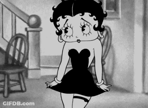 Betty Boop In Black Dress Standing In Room GIF