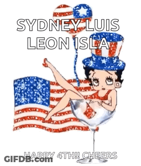 Betty Boop In Martini Glass With American Flag GIF