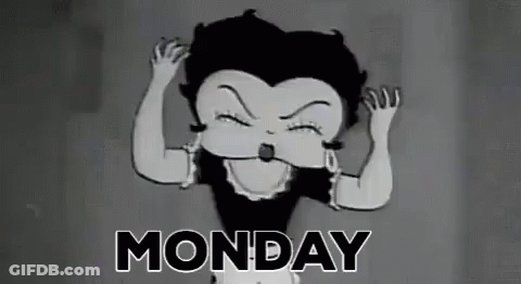 Betty Boop Is Making A Funny Face In A Black And White Cartoon With The Words Monday Written Below Her . GIF