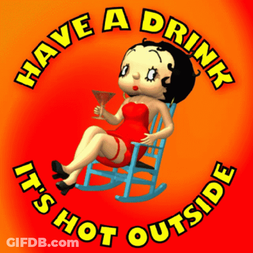 Betty Boop Rocking Chair Holding Martini Have A Drink It's Hot Outside GIF