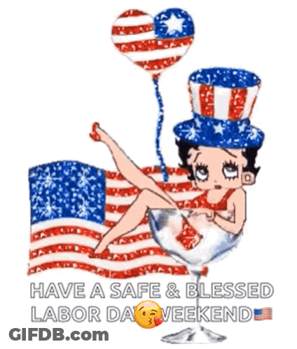 Betty Boop Sitting In Glass With American Flag GIF