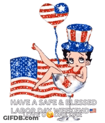 Betty Boop Sitting In Martini Glass With American Flag GIF