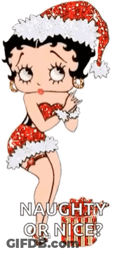 Betty Boop Wearing A Santa Hat Says Naughty Or Nice ? GIF