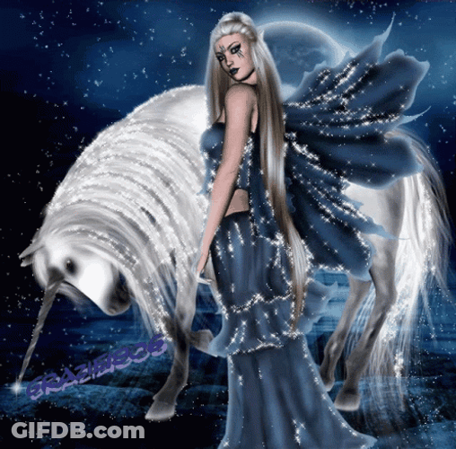 Bewitching Fairy With Her Horse GIF